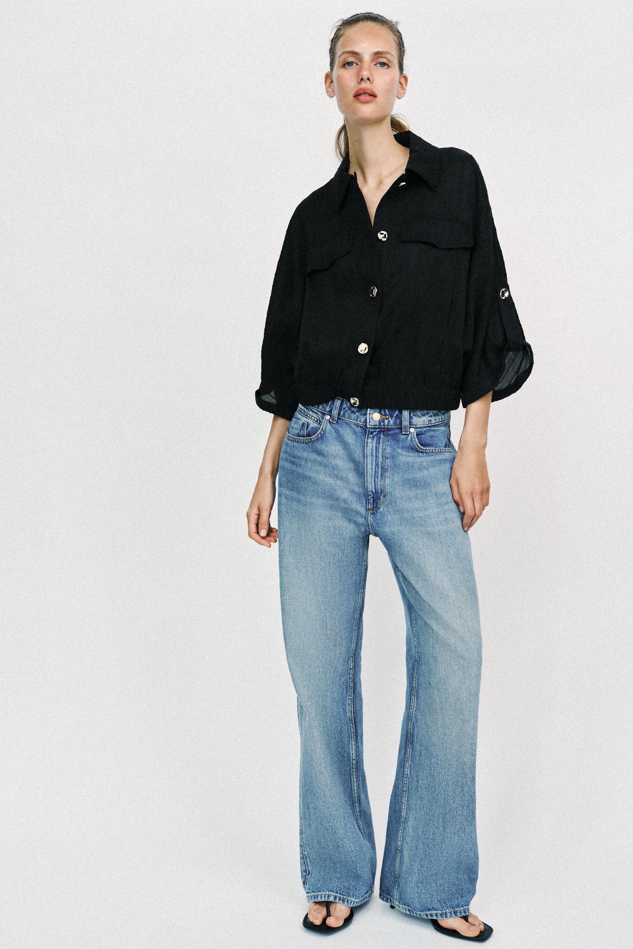 TABBED SLEEVE SAFARI BLOUSE